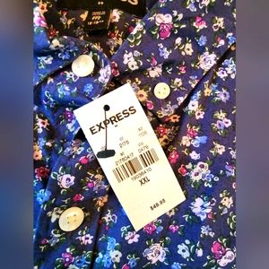 Men's XXL brand new Express floral print button up long sleeve shirt